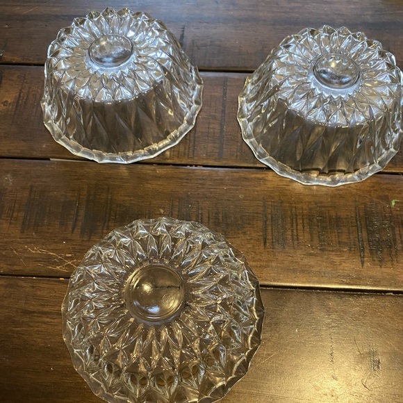 Three Cut Glass Dessert Bowl Depression Glass Ice Cream Bowl Set of 3 - Picture 4 of 7